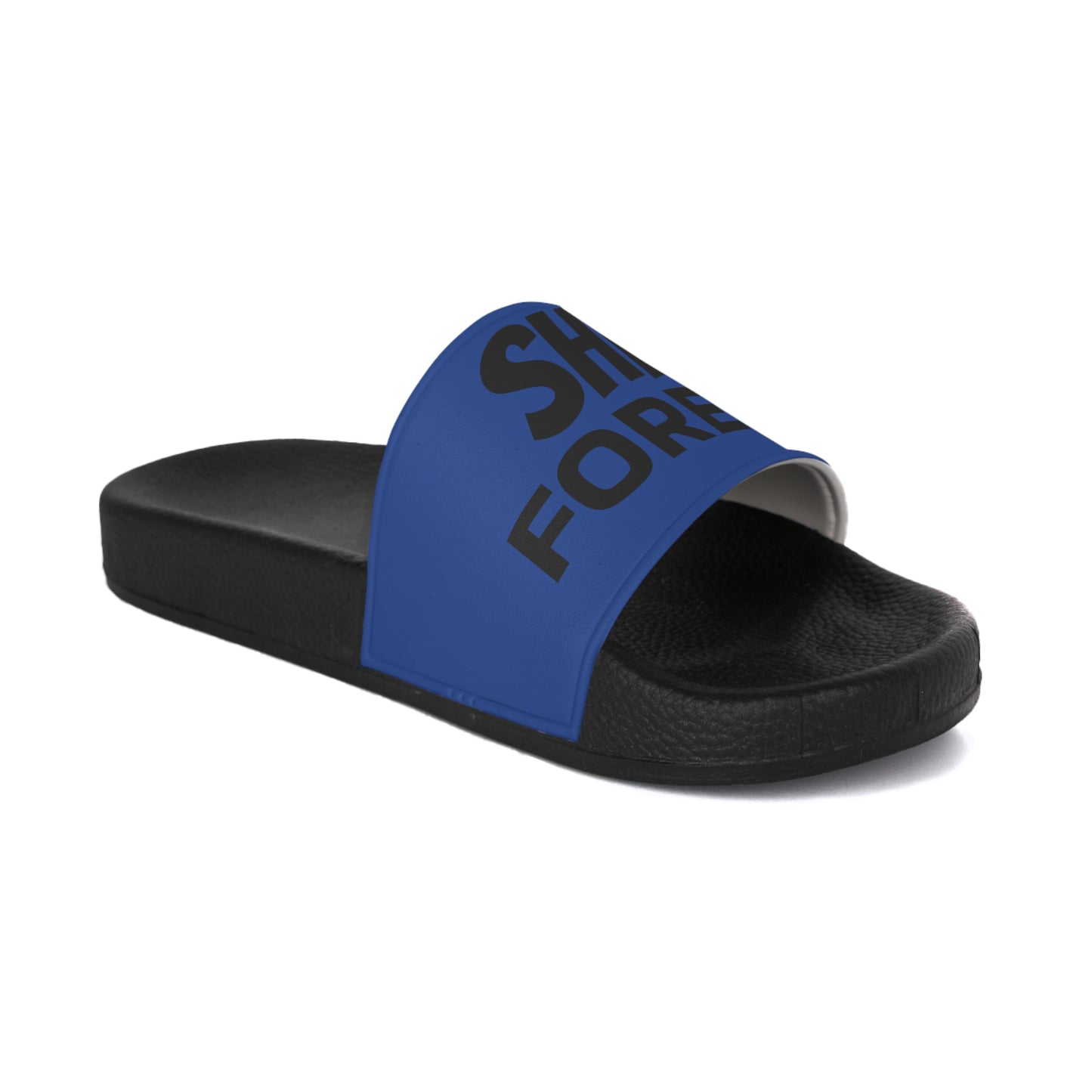 SHHH Forever Blue & Black Men's Slide Sandals — Bold School/Team Spirit Pool Slides