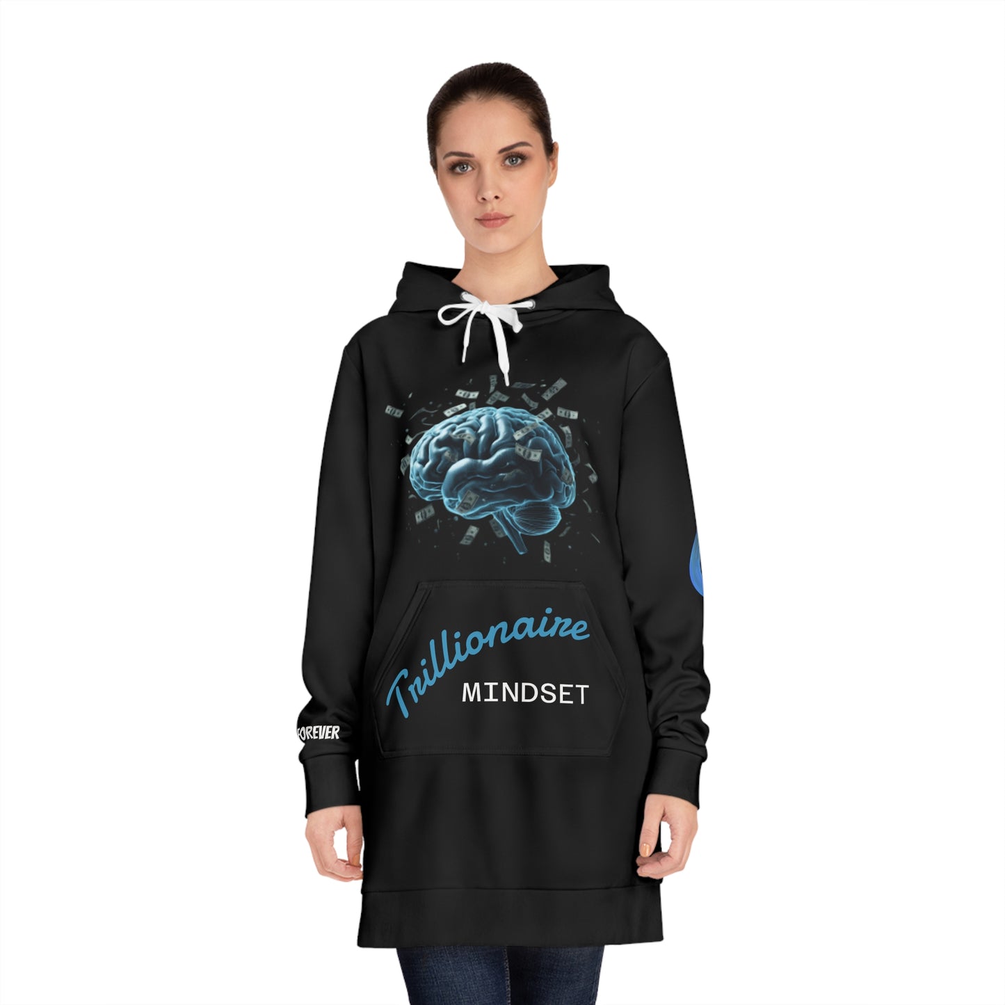 Trillionaire Mindset Hoodie Dress — Brain Graphic Motivational Dress Hoodie