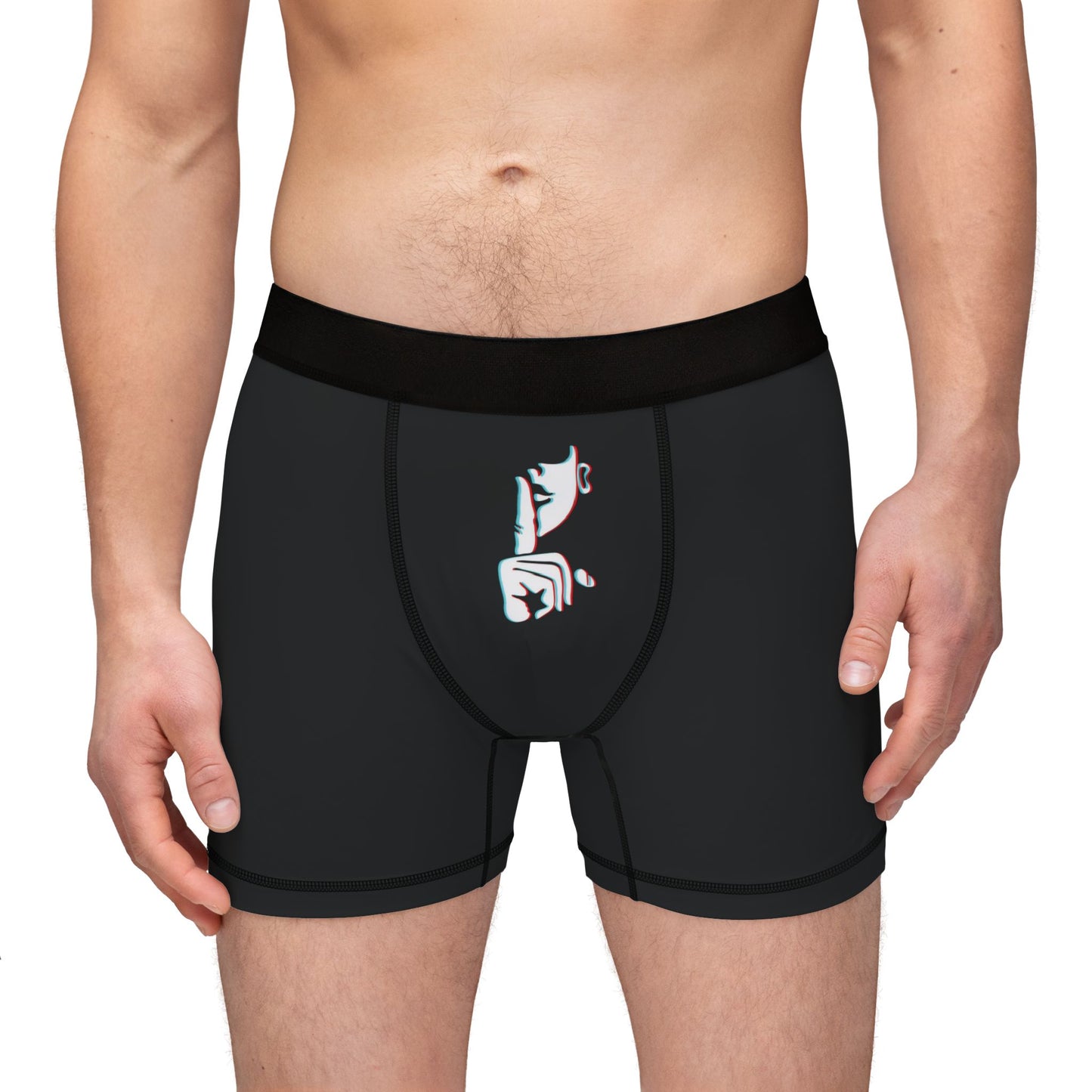 Black Boxer Briefs with Minimalist SHHH Forever Logo — Men's Comfort Underwear