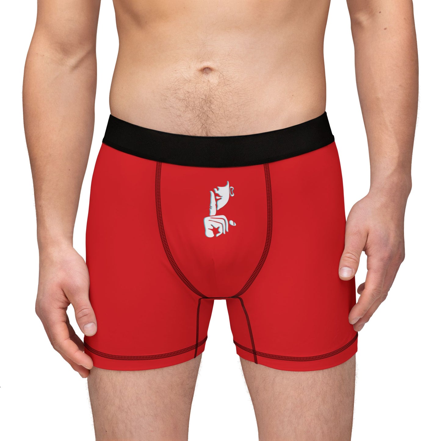 Red Men's Boxer Briefs with SHHH Forever Logo — Athletic Everyday Underwear