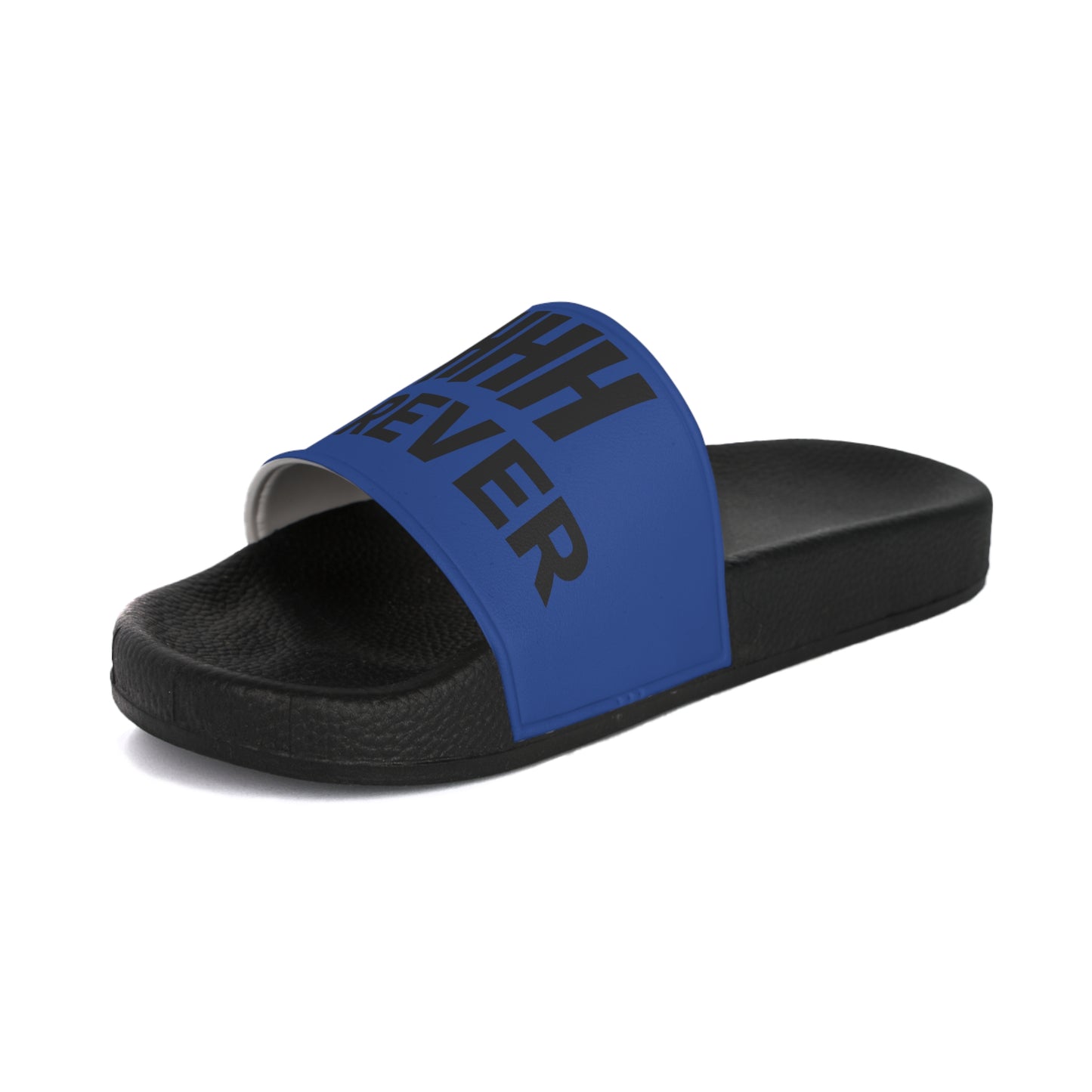 SHHH Forever Blue & Black Men's Slide Sandals — Bold School/Team Spirit Pool Slides