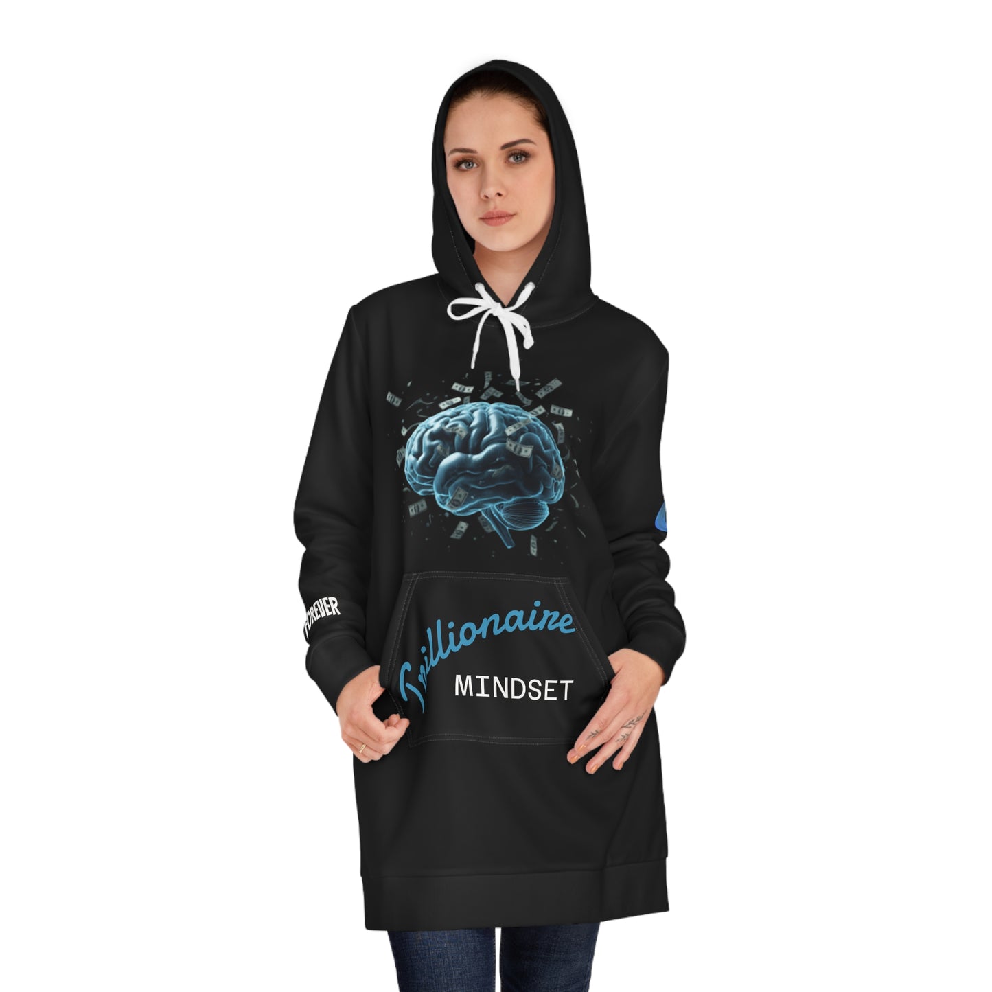 Trillionaire Mindset Hoodie Dress — Brain Graphic Motivational Dress Hoodie